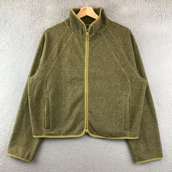 Athleta Full Zip Jacket Stand Up Collar Olive Green Women's Size L - Picture 1 of 13